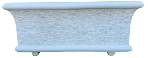 FORTUNATO Fioriera Giardino Cemento Effetto Pietra L.90xP.40xH.40 cm Serie Grecale Forma Rettangolare Bianca Elegante