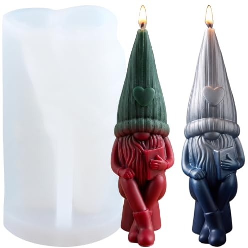 XIAOSHUI Faceless Santa Claus Candle Mould Gnome Silicone Candle Moulds for Candles Making Resin Casting Aromatherapy Candles Gypsum Craft Home Decorate
