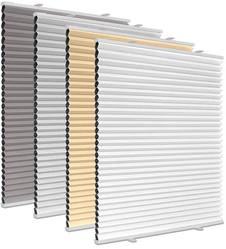 Wabenplissee Plissee ohne Bohren Verdunkelung Klemmfix Thermo Verdunklungsplissee Weiß B60 x H210 cm, Thermoplissee ohne Bohren für Fenster, Sonnen, Sicht & Schallschutz Wärmeisolierung