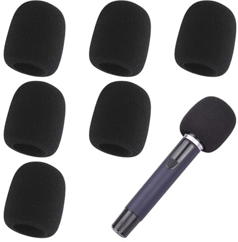 Bonnette Micro Noir, 6 Pièces Mousse Protection Microphone Universel Réutilisable, Microphone à Main Housse en Mousse, Filtre Anti Pop Vent en Mousse pour KTV Scène Fête de Famille