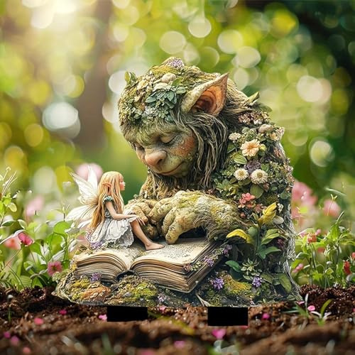 PANYIXUAN Outdoor Garden Decoration Weatherproof Troll 23 x 30 cm, 2D Acrylic, Fairy Garden Figure (Green-b)