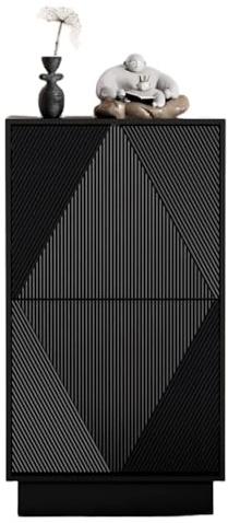 UEV Schuhschrank mit 2 Klappen, Schuhkipper Schuhkommode Schuhregal schmal für Flur mit Kippschutz/Drucktüröffner Push to Open, Verstellbare Trennwände für Verschiedene Schuhtypen 50x24x91cm Schwarz