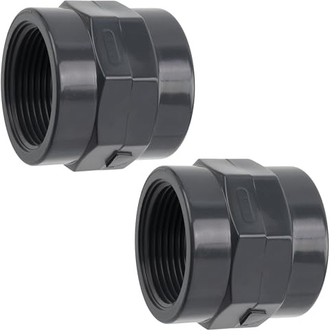 AERZETIX - Juego de 2 Manguitos Roscados 1 1/4''x1 1/4'' - en Plástico Hembra-Hembra para Atornillar - Racor Recto de Presión para Mangueras 10 Bares