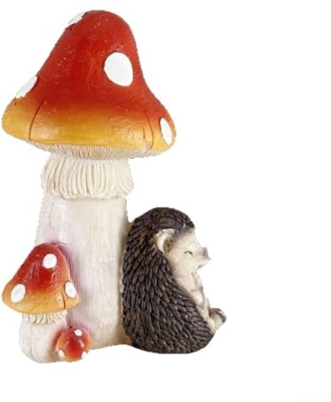ARMYJY Statue de champignon de jardin, motif hérisson, décoration extérieure en résine, sculpture décorative pour terrasse, bonsaï miniature