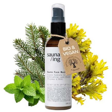sauna/ing bastu fuktmask – värmeaktiverad ansiktsmask för bastun – intensiv hydratiserande vård med triple Moisture Complex – Vegan, silikonfri – bastu tillbehör