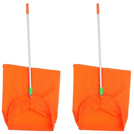 Genérico Recogedor de Basura Antiviento Mango Largo Aluminio Ligero y Plegable Color Naranja 2 Unidades para Limpieza de Jardín Patio y Exteriores