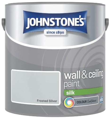 Frosted Silver Johnstone’s Wall & Ceiling Silk Paint 2.5L – Smooth Silk Finish, Excellent Coverage, Quick Dry, Low Odour Interior Paint for Walls & Ceilings
