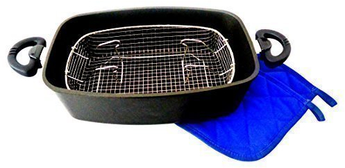 Eurolux Select Großraumbräter / Fischpfanne Alu-Kokillen-Guss inkl. Frittiersieb + 2 Stk. Topflappen, Maße: 33x22x11 (LxBxH)