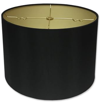 Royal Designs, Inc. HB-610-12BLK/GL Shallow Drum Hardback Lamp Shade, 11 x 12 x 8.5, Black with Gold