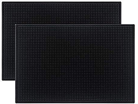 Tebery - Tappetino da bancone in gomma, 45,7 x 30,5 cm, colore: nero, (2 pezzi)