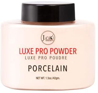 J.Cat Beauty Polvo Fijador de Maquillaje Luxe Pro, Acabado Mate, Ayuda a Absorber la Grasa y Minimiza los Poros, Ideal para Baking, Tono Porcelain 42g