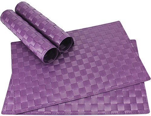 matches21 Tischset Platzset MODERN Platzmatten 4er Set geflochten Kunststoff 45x30 cm Violett/abwaschbar