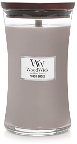 WoodWick grande bougie parfumée en jarre avec mèche qui crépite, Feu de bois, Temps de combustion jusqu'à 130 heures