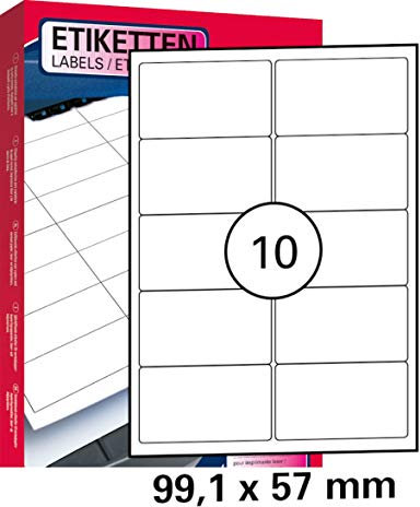 25 Blatt Drucker Universal Etiketten 99,1 x 57,0 mm Namensschild Selbstklebend DIN A4 (250 St. Etiketten) Adressetiketten Laser Copy Inkjet Hinweisschilder