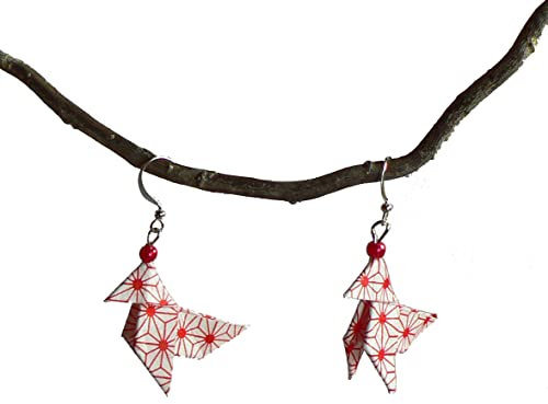 Cocotte Origami Papier Japonais Boucles d'oreilles Origami.