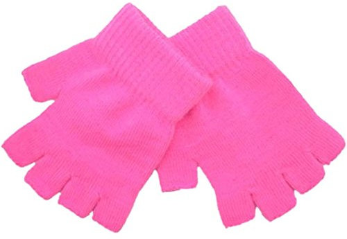 Cozylkx 1 Paar Fingerlose Winterhandschuhe, Warme Strick Halbfinger Handschuhe Thermische Strick Fäustlinge Für Damen Und Herren,Rosa