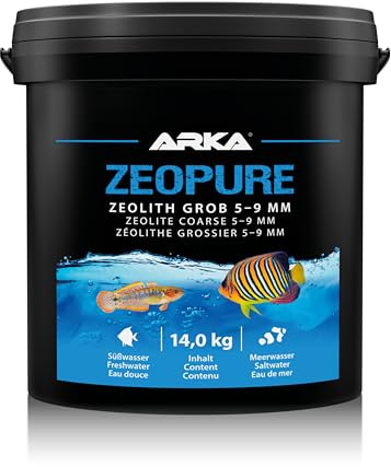 ARKA Zeopure - 14 kg / 5-9 mm - Zeolith Granulat für klares Aquariumwasser, bindet Ammonium, Nitrat & Phosphat, inkl. Filterbeutel, für Süß- und Meerwasser.