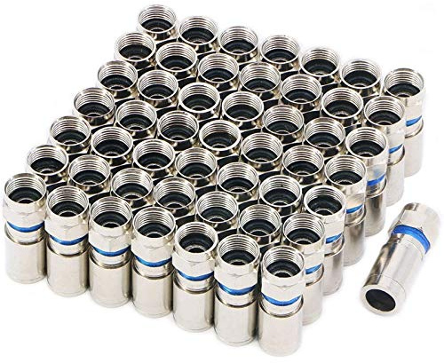 Lodokdre Conector coaxial de compresión RG6 F para televisión por satélite y cable (paquete de 50)