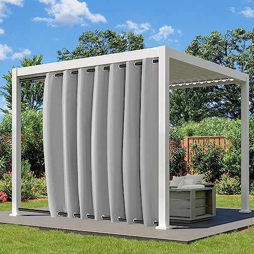 Lapalife Outdoor Vorhang Wasserdichter extra breit Oben und unten mit Ösen,B254XH213cm Wetterfest Outdoor-Verdunklungsvorhänge 1 Stück für Garten Terrasse Pavillon Veranda Balkon