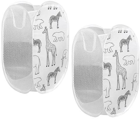 Hwtcjx Faltbarer Wäschekorb, Pop-up Klappbar, 30x30x48cm, 2 Stück, Weiß | Laundry Baskets mit Griffen, Faltbarer Mesh Stoffkorb, Pfandflaschen Sammelbehälter