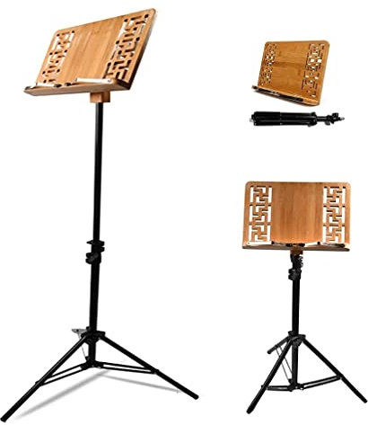 Samnuerly Massivholz-Notenständer, höhenverstellbar, zusammenklappbarer Notenhalter mit Stativbasis für Gitarren-, Violin- und Notenständer