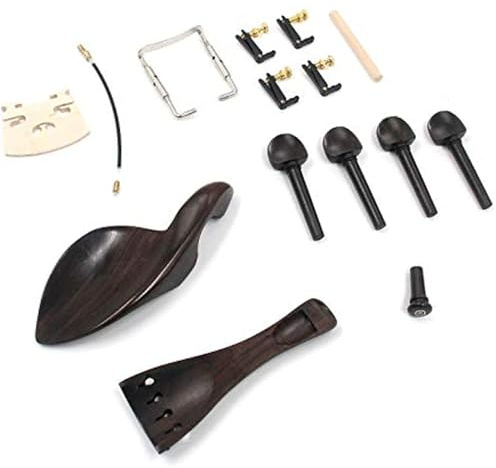 Zubehörset für Violine und Geige 4/4-Violine-Zubehör-Set, Kinnhalter, Kinnhalter, Klemme, Saitenhalter, 4 Wirbel, 4 Feinstimmer, Saitenhalter, Steg, Stimmstock aus Fichte