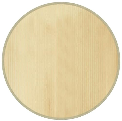 vidaXL Alfombra Redonda de Bambú Natural Claro 100 cm, Alfombra de Área para Sala de Estar y Cocina