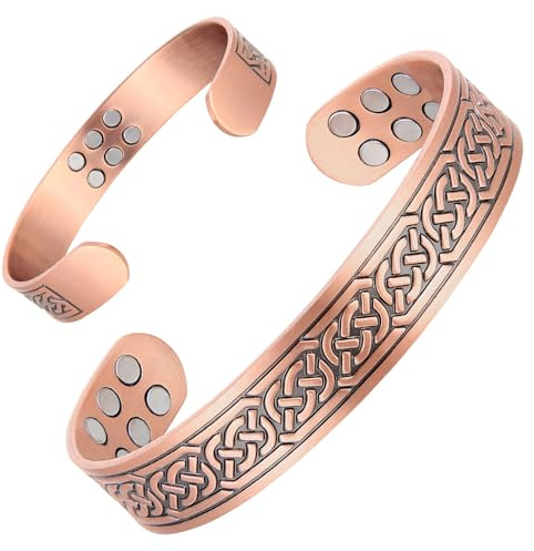 MagEnergy Kupfer Armband für Herren, Ultra-Stärke Magnetarmband mit 18 Stück Magneten， 99.9% Reines Kupfer, Verstellbares Schmuck-Geschenkbox(Keltischer Knoten)