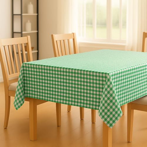 Tischdecke Karo Grün 80x80 cm – 100% Baumwolle, kariert 1x1 cm durchgewebt – handgefertigt in Europa, Tischtuch Tischwäsche im Landhausstil, pflegeleicht