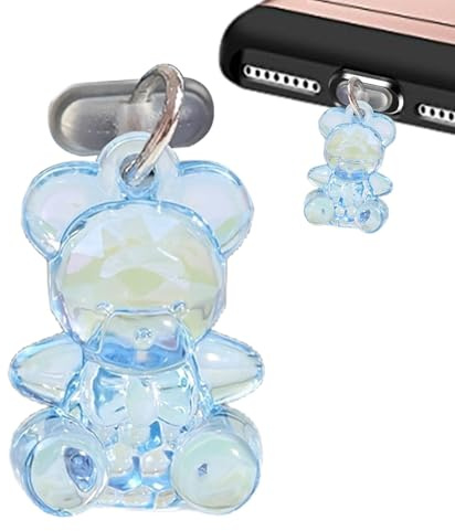 Handy Staubschutzstöpsel Charm, USB C Staubschutzstöpsel, Anhänger für Staubstecker Typ C Bär Acryl | Ladeanschluss Abdeckung, Handyanhänger, Anhänger für