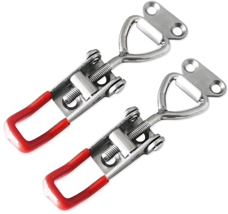 Leliafleury 2PCS Adjustable Toggle Clamp Stainless Steel Tension Clasp Toggle Clamp Latches for Toolbox Drawer Cabinet Case Closet, 122mm Length