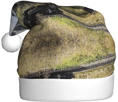 KIROJA Weihnachtsmütze mit Dampflokomotiven-Zug-Druck, Plüschmütze, Weihnachtsmütze für Erwachsene, Weihnachten, Party, Weihnachten, Heimdekoration