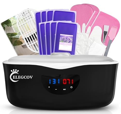 ELEGCOV - Macchina per cera di paraffina per mani e piedi, con 8 confezioni di ricariche per cera da bagno alla lavanda, kit idratante per mani e piedi, 4000 ml