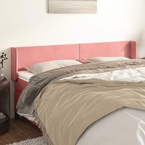 Sufrk Kopfteil mit Ohren Bett Kopfteil Kopfenden Bed Headboard Bettkopfteil Kopfteil Rosa 183x16x78/88 cm Samt - 3118553