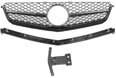 Auto Kühlergrill Für Benz Für W204 C-Klasse C63 Nur Für AMG 2008-2011 Schwarz/Silber Auto Obere Stoßstange Haube Mesh Kit Trim Gitter Grill Front Kühlergrill Front Kühlergrill(Schwarz)