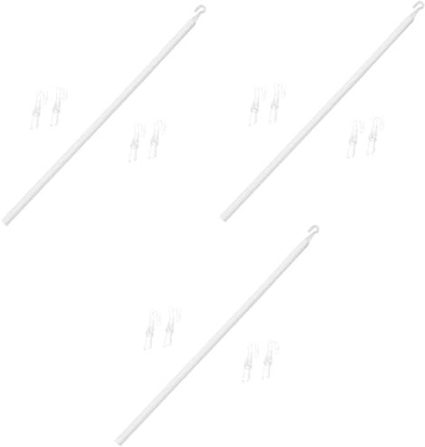 MAGICLULU 3 Sätze Jalousiestange Ersatzlamellen für vertikale Jalousien Jalousienstock tauschen Stangenhaken für Jalousien Bausatz Ersatzteile Blindstock mit Haken Fensterzugstange pp Weiß
