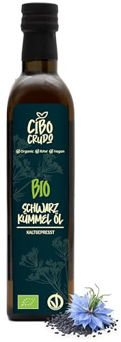 Schwarzkümmelöl Bio Kaltgepresst - 500 ml. Nigella Schwarzkümmelöl Reich an Omega-6 und Omega-9 Kümmelöl für kalte Gerichte, Salate & vegane Küche. Black Seed Oil.