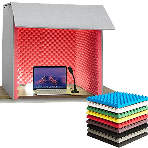 NSTVVEE Portable Sound Proof Foam Panels Soundproof Booth 80 * 80 * 80CM Desktop Soundproof Cover Vocal Recording Booth Sound Booth microphone Soundproofing Acoustic Fo