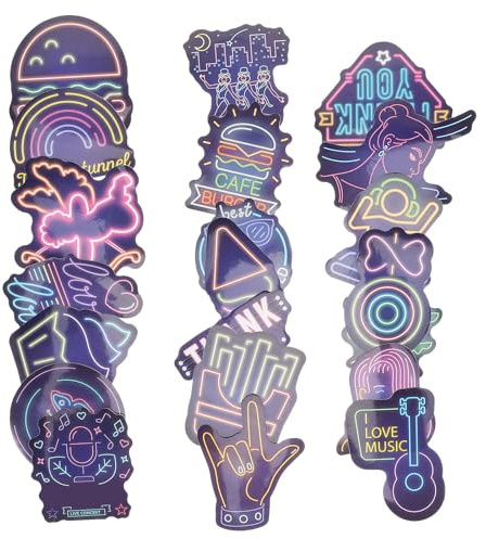 DIYEAH 50 Piezas Pegatinas Decorativas Neón para Laptop Skateboard y Equipaje Impermeables y Resistentes Adhesión Fuerte