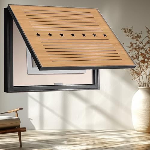 Cache Compteur Electrique Cache de Tableau Électrique en Bois avec Cadre en Plastique, Cache de Boîtier de Disjoncteur Mural Décoratif Creux, Panneau de Protection Horizontal Intérieur pour Coffret(E,