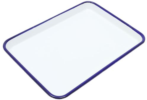 Mobestech Enamel Roasting Pan 25x30cm Rectangular Bakeware Multi-Functional Heat-Resistant Baking Tray Non-Stick Oven Tray for Kitchen and Restaurant Use