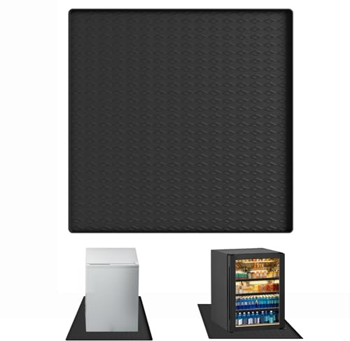 Kühlschrankmatte, 60x60cm Silikon Kühlschrankmatten Erhöhtem Rand, Wiederverwendbare Kühlschrank Tropfschale, Unterkühlschrank Matten Bodenschutzmatte für Trockner Waschmaschine Tische, Schwarz