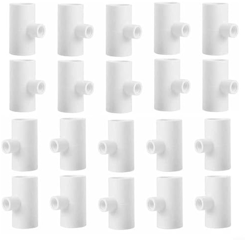 Volakebeing Confezione da 20 raccordi a T in PVC per abbeveratoi completamente automatici per pollame, connettori per abbeveratoio per polli, per una facile installazione a 360° per polli, anatre,