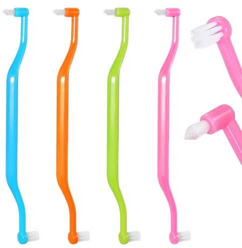 4 Stück Tuft Zahnbürste Einbüschelbürste,Weich Büschelzahnbürste,Doppelseitige Kleine Zahnbürste Tuft Toothbrush,für Zahnspangen- und Detailreinigung, Plaque- und Zahnsteinentfernung