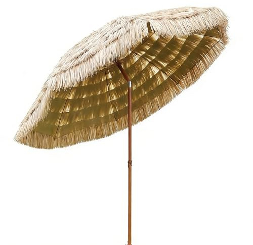 Sombrilla For Exteriores, Sombrilla De Paja Artificial For Exteriores, Diseño Inclinable, For Playa, Patio, Piscina, Patio Trasero Y Jardín(2m/6.5ft)