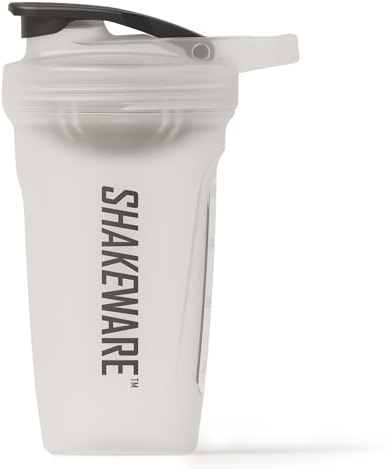 SHAKEWARE Protein shaker-flaska - 20 oz - Snap-Fit Agitator för släta klumpfria blandningar - läckagesäker BPA-fri gymblandare med mätskala för fitness och daglig användning - klar