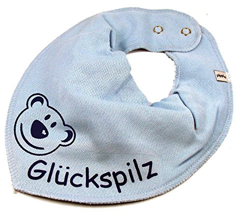 HALSTUCH mit Namen oder Text personalisiert für Baby oder Kind aus Baumwolle in Einheitsgröße Bär hellblau