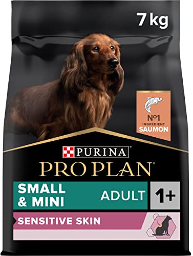 PURINA PRO PLAN | Sensitive Skin | Croquettes complètes pour chien de petite taille | Favorise une peau saine et un pelage brillant | Au Saumon | Croquettes | Sac | 7 Kg