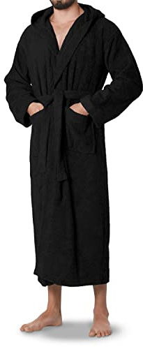 OAHOO Damen und Herren Frottee Bademantel mit Kapuze (1 Stück) Extra-langer Schnitt
