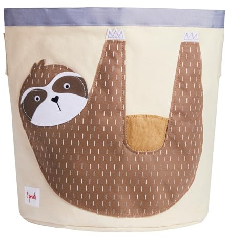 3 Sprouts Cesta Giochi Bambini - Grande Cesta Portagiochi Bambini in Tessuto Decorato - Cesto Biancheria e Cesto Giochi Bambini per Cameretta - Cesta Per Giochi Bambini con Manici Robusti - Bradipo